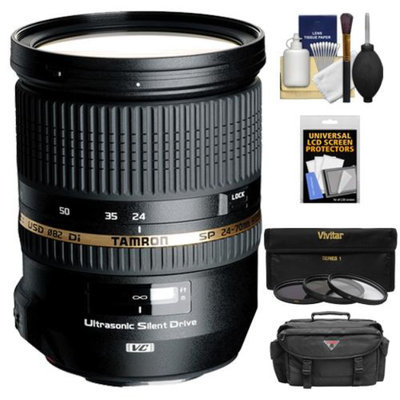 Tamron 24-70mm f/2.8 Di VC USD SP Zoom Lens with Case + 3 (UV/ND8/CPL) Filters + Accessory Kit for Canon EOS 60D, 7D, 5D Mark II III, Rebel T3, T3i, T4i Digital SLR Cameras