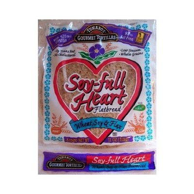 Tumaro's Gourmet Tortillas- Soy-full Heart flatbread- Wheat, Soy & Flax-11 oz.