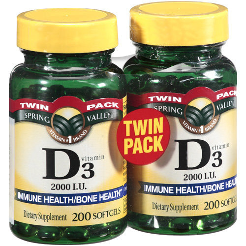 Spring Valley Vitamin D3 2000 IU Twin Pack Dietary Supplement Softgels