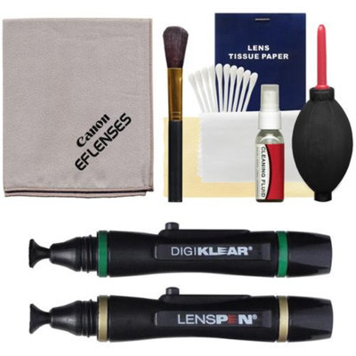 Canon Optical Digital Camera & Lens Cleaning Kit (Brush, Microfiber Cloth, Fluid & Tissue) with Blower + Lenspen + DigiKlear