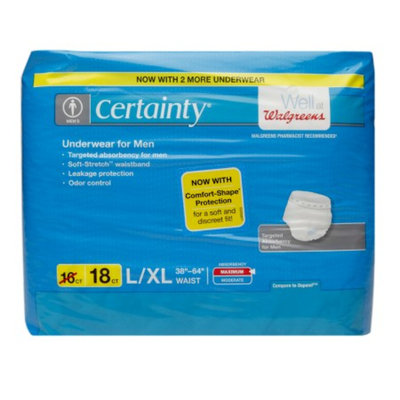 Walgreens Certainty Protective Underwear for Men, Large/XL, 18 ea