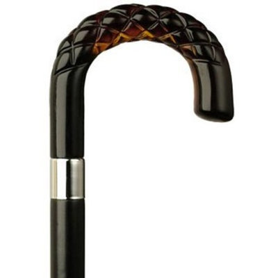 Harvy Men Diamond Nose Crook Cane Black Shaft Shell Handle -Affordable Gift! Item #HAR-9121139