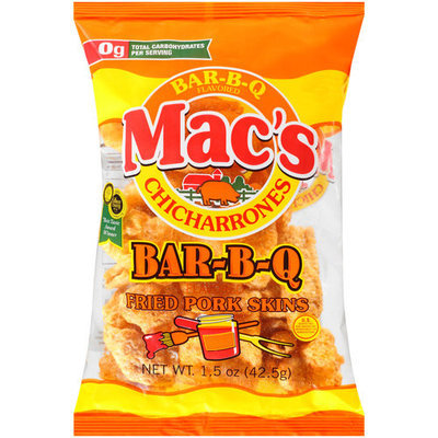 Mac's Chicharrones Bar-B-Q Fried Pork Skins, 1.5 oz
