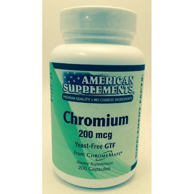 Chromium 200 MCG No Chinese Ingredients American Supplements 200 Caps