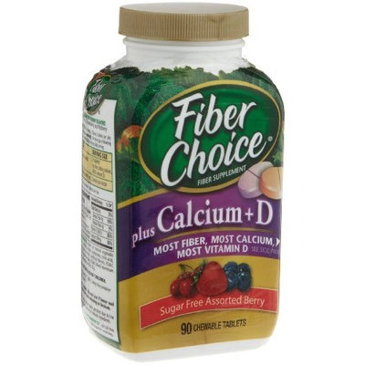 Fiber Choice Fiber Supplement, Sugar-Free Assorted Berry plus Calcium + D, 90-Count Chewable Tablets