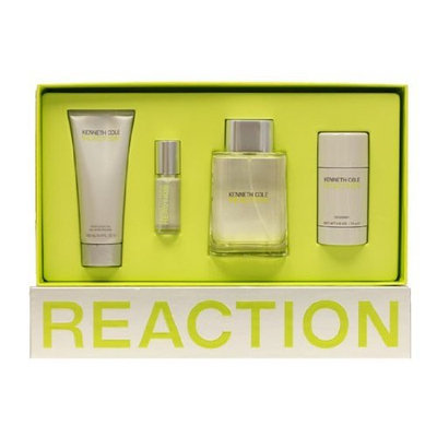 Kenneth Cole Reaction By Kenneth Cole For Men. Gift Set ( Eau De Toilette Spray 3.4 Oz + Aftershave Gel 3.4 Oz + Eau De Toilette Spray 0.5 Oz + Deodorant Stick 2.6 Oz )