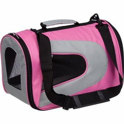 Pet Life Folding Zippered Sporty Mesh Carrier, Small, Pink and Grey, 1 ea