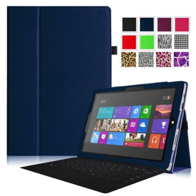 Fintie Folio Slim-Fit PU Leather Stand Cover with Stylus Holder for Microsoft Surface Pro 3 12-inch Tablet, Navy