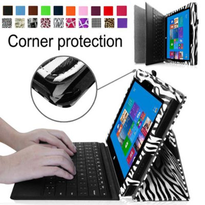 Fintie Premium Leather Folio Case for Microsoft Surface Pro / Surface Pro 2 Windows 8 Tablet 10.6 Inch, Zebra Black