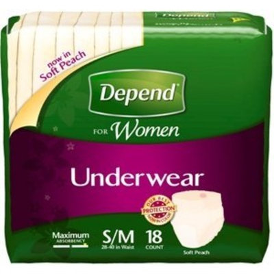 Depend Underwear for Women, Maximum, Small/Medium, Case/72 (4/18s)