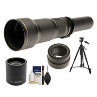 Rokinon 650-1300mm f/8-16 Telephoto Lens & 2x Teleconverter (= 650-2600mm) with Tripod + Cleaning Kit for Sony Alpha NEX-C3, NEX-F3, NEX-5, NEX-5N, NEX-7 Digital Cameras