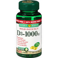 Nature's Bounty High Potency D3-1000 IU Vitamin Supplement Softgels