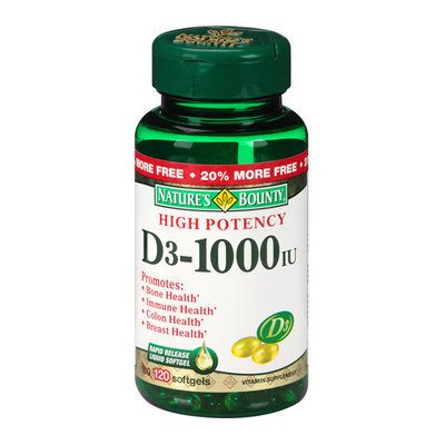 Nature's Bounty High Potency D3-1000 IU Vitamin Supplement Softgels