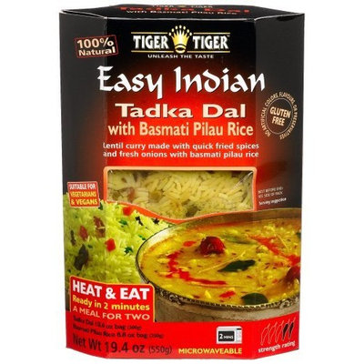Tiger Tiger Easy Indian Heat & Eat, Tadka Dal with Basmati Pilau Rice, 19.4-Ounce Boxes (Pack of 6)