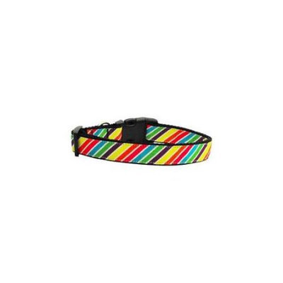 Ahi Striped Rainbow Nylon Ribbon Collars Medium