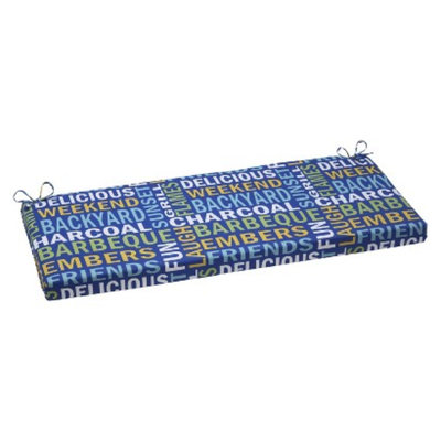 Pillow Perfect Outdoor Bench Cushion - Blue/Yellow Grillin