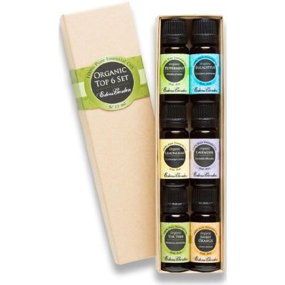 Edens Garden Organic Top 6 100% Pure Essential Oil Gift Set- 6/10 ml (Eucalyptus, Lavender, Lemongrass, Orange, Peppermint, Tea Tree)