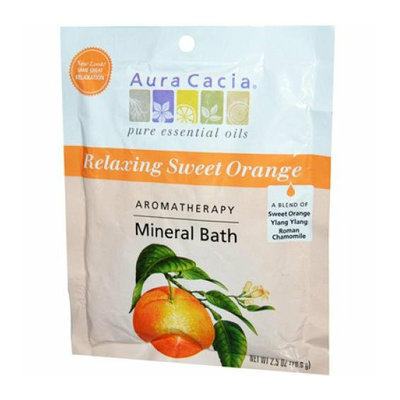 Aura Cacia Aromatherapy Mineral Bath Relaxing Sweet Orange 2.5 oz Case of 6