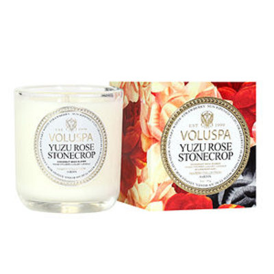Voluspa Classic Maison Boxed Votive, Classic Votive Candle, Yuzu Rose Stonecrop, 3 oz