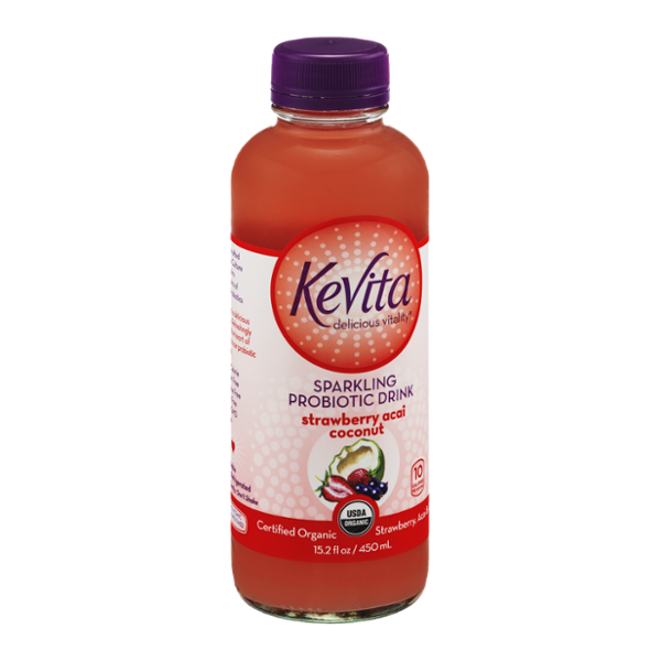 KeVita Delicious Vitality Sparkling Probiotic Drink Strawberry Acai Coconut