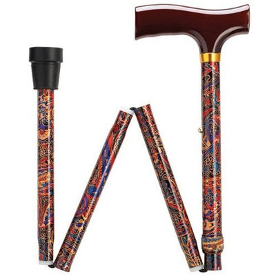 Harvy Adjustable Fritz Cane Paisley Aluminum Shaft , Brown Solid Wood Handle -Affordable Gift! Item #DHAR-9052533