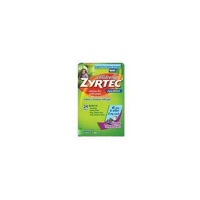 Zyrtec Allergy Childrens Cetrizine Chewable Tablets ~Grape Flavor ~5 Each
