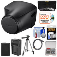Sony LCJ-RXJ Protective Jacket Case for Cyber-Shot RX10 III Camera (Black) with Battery & Charger + 3 UV/CPL/ND8 Filters + Tripod + HDMI Cable + Kit