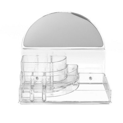 SOHO 3 Step Acrylic Organizer with Half Circle Mirror, 1 ea