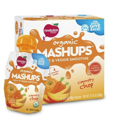 Revolution Foods Organic Mashups Fruit & Veggie Smoothie, Carroty Chop, 4-Count Mashups (Pack of 4)