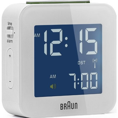 Braun Global Radio Controlled Travel Alarm Clock - White