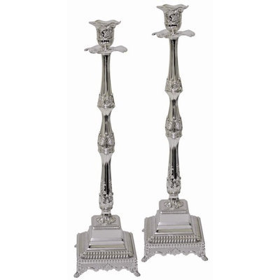 Artsy Casa Ultimate Judaica Silver Plated Candle Sticks - 18 H