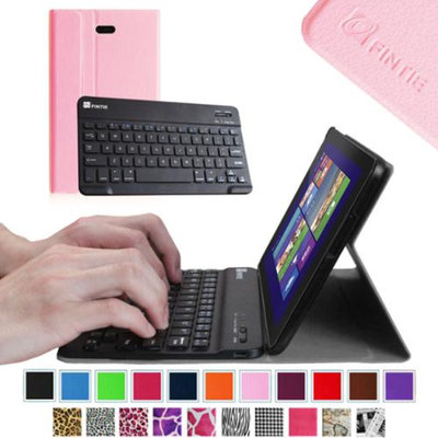 Fintie Slim Smart Shell Case Wireless Bluetooth Keyboard Cover for Dell Venue 8 Pro Windows 8.1 Tablet, Pink