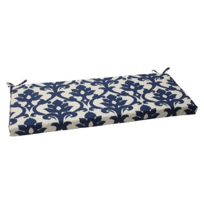 Pillow Perfect Outdoor Bench Cushion - Blue/White Damask