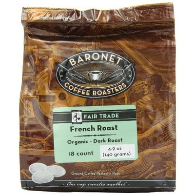 Baronet Coffee Fair Trade Organic French Roast Dark Roast (140 g), 18-Count Coffee Pods (Pack of 3)