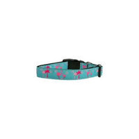 Ahi Pink Flamingos Nylon Ribbon Dog Collars Large