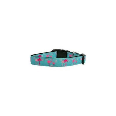 Ahi Pink Flamingos Nylon Ribbon Dog Collars Large