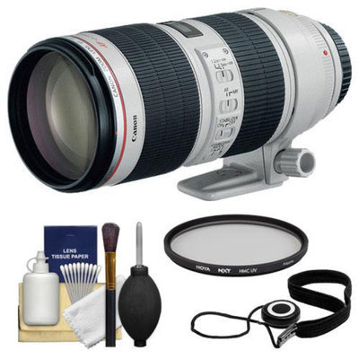 Canon EF 70-200mm f/2.8 L IS II USM Zoom Lens + Hoya UV Filter + Accessory Kit for EOS 6D, 70D, 5D Mark II III, Rebel T3, T3i, T4i, T5, T5i, SL1 DSLR Cameras