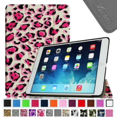 Fintie Smart Shell Leather Case Cover for iPad Mini 2 (2013 Edition) and Mini (2012 Edition), Leopard Pink