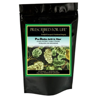 Prescribed For Life ProBiotics 8x10 Plus Fiber - Organic Probiotic Powder with FOS & 10 Billion Live Organisms, 7.8 oz