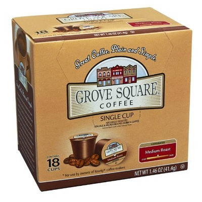 Grove Square Coffee, Medium Roast, Single Serve Coffee Cup for Keurig K-Cup Brewers, 18-Count (Instant Coffee)