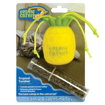 Cosmic Catnip OurPets Catnip Vinyl Refillable Pineapple Cat Toy, Tropical Tumbler