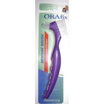 DENTURE toothbrush false teeth cleaning Brush ORAFIX double sided BRISTLES - Assorted colors - SINGLE