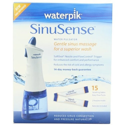 Waterpik SWI 615 Sinusense Water Pulsator Includes 15 Soothing Saline Packs With Aloe Vera and Eucalyptus, Blue/white