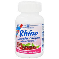 Nutrition Now Rhino Calcium Chewables, Cherry 60 Chewable Tablets