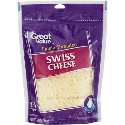 Great Value Finely Shredded Swiss Cheese, 6 oz