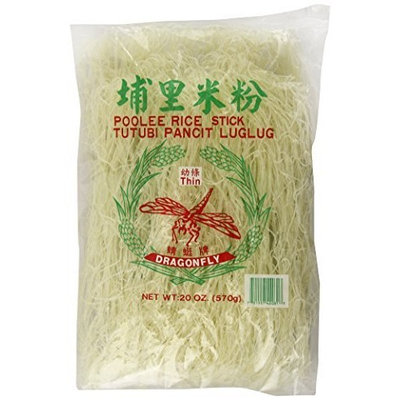 Dragonfly Poolee Rice Stick Noodles, Thin, 20-Ounce (Pack of 6)