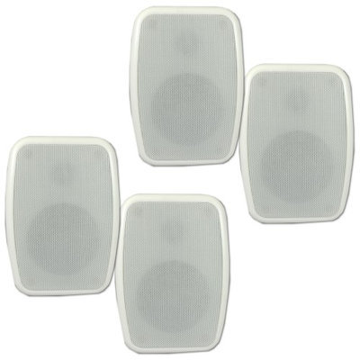 Theater Solutions 2 Pairs of New Indoor or Outdoor Weatherproof HD Mountable White Speakers 2TS4ODW