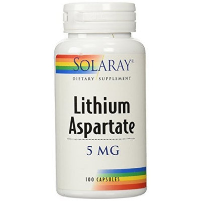 Solaray Lithium Aspartate Supplement, 5 mg, 100 Count
