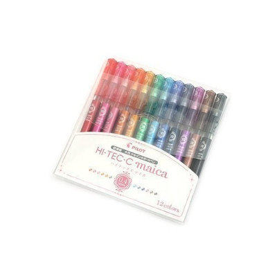 Pilot Hi-Tec-C Maica Gel Ballpoint Pen, 12 Color Set, Fine (LHM180C4-12C)