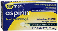 Sunmark Aspirin Adult Low Strength Enteric Safety, 81 mg, 120 tabs by Sunmark